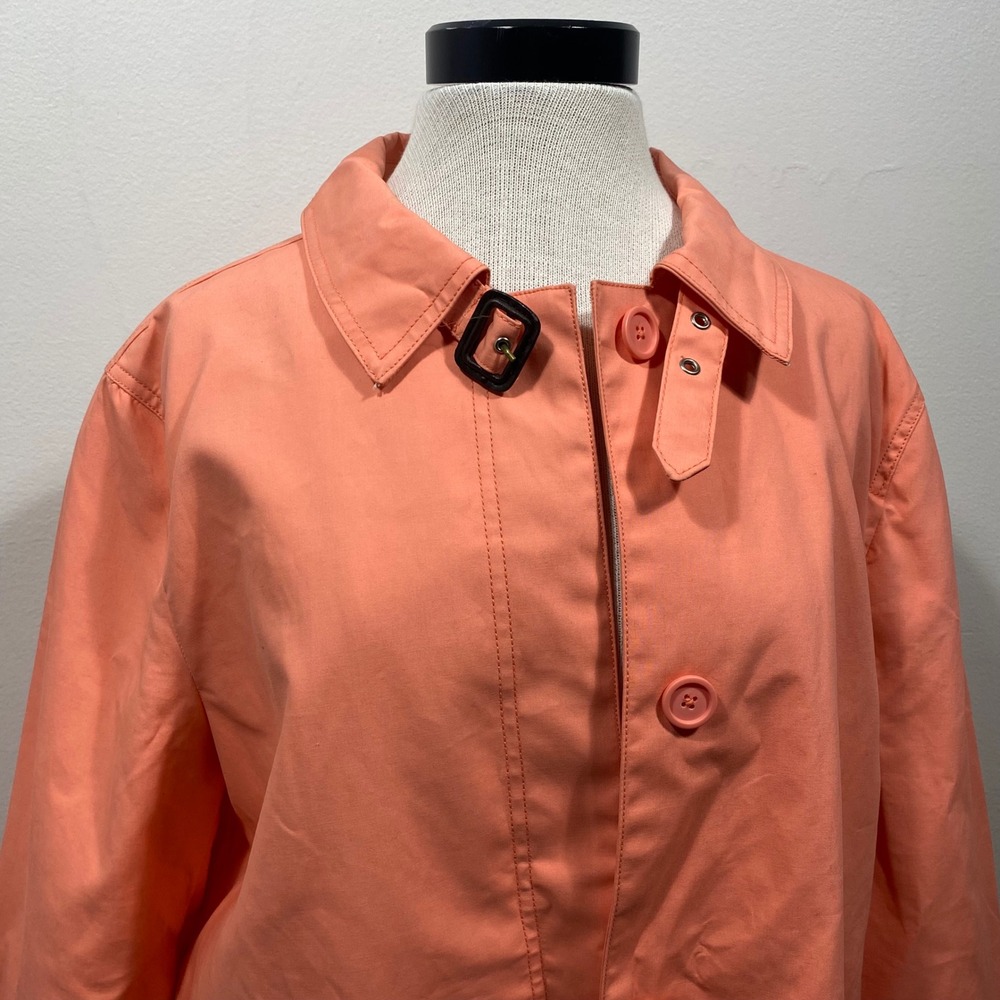 GAP Women's XL Coral Pink Water Resistant Cotton Trench Coat Floral Lined Y2K